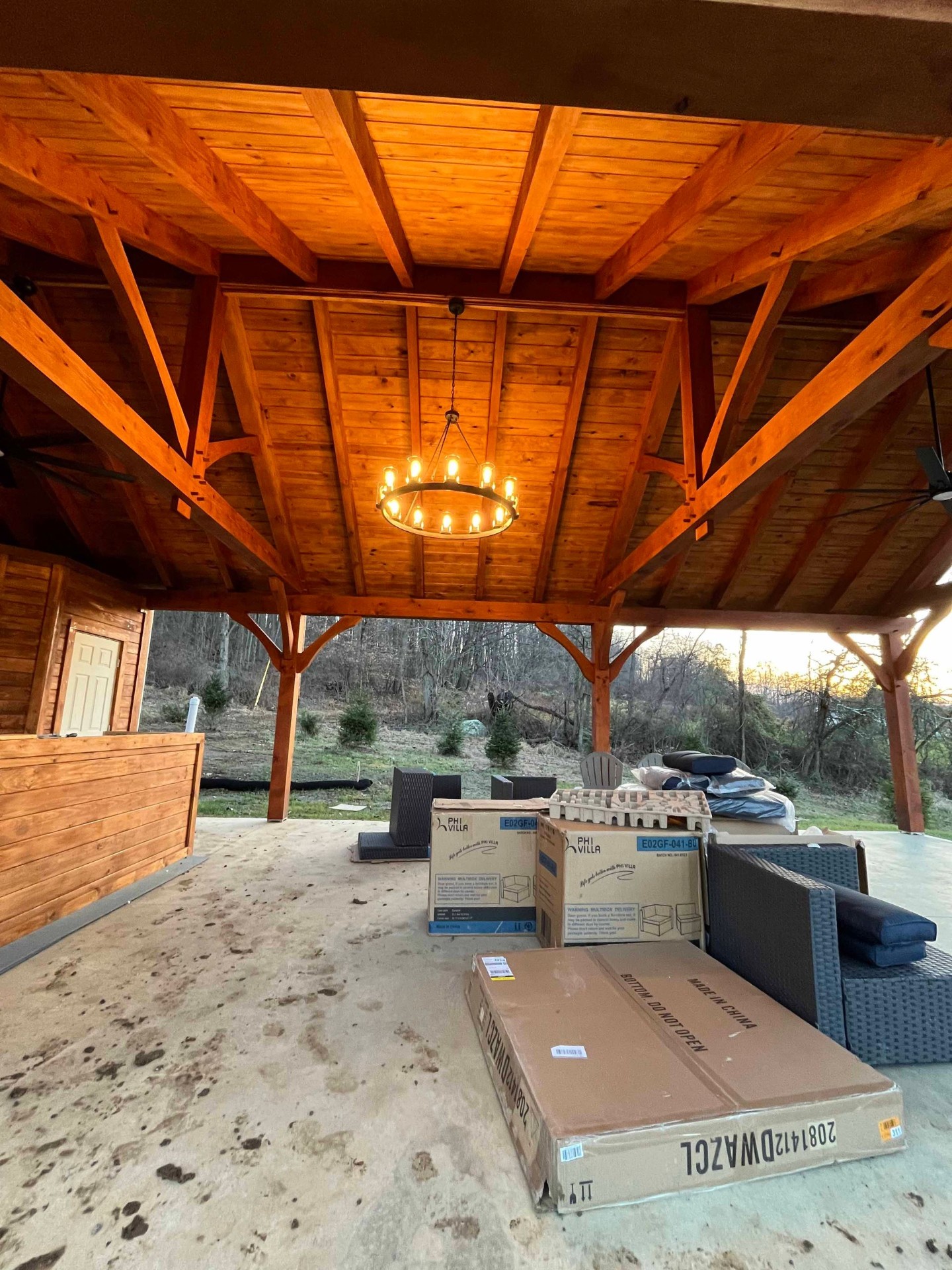 Outdoor pavilion chandelier